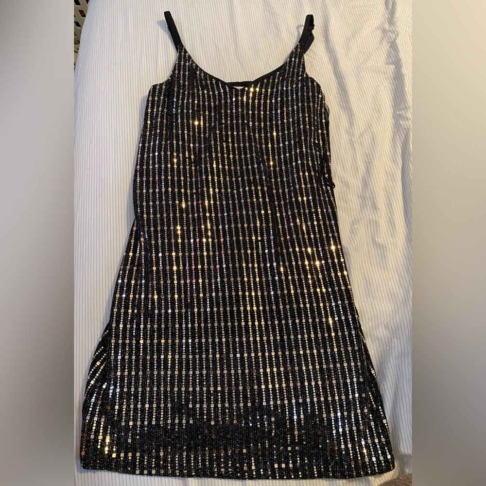 Candies black/gold sparkle slip dress